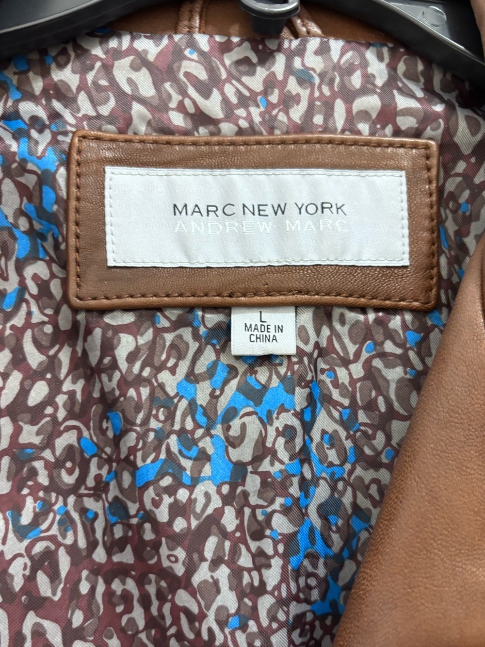 Marc New York Brown Leather Zip-Front Jacket - Picture 3 of 4